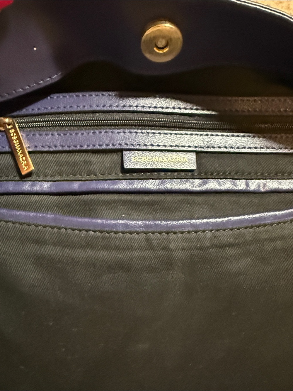 BCBGMaxAzria Navy Leather Structured Tote - Picture 11 of 11